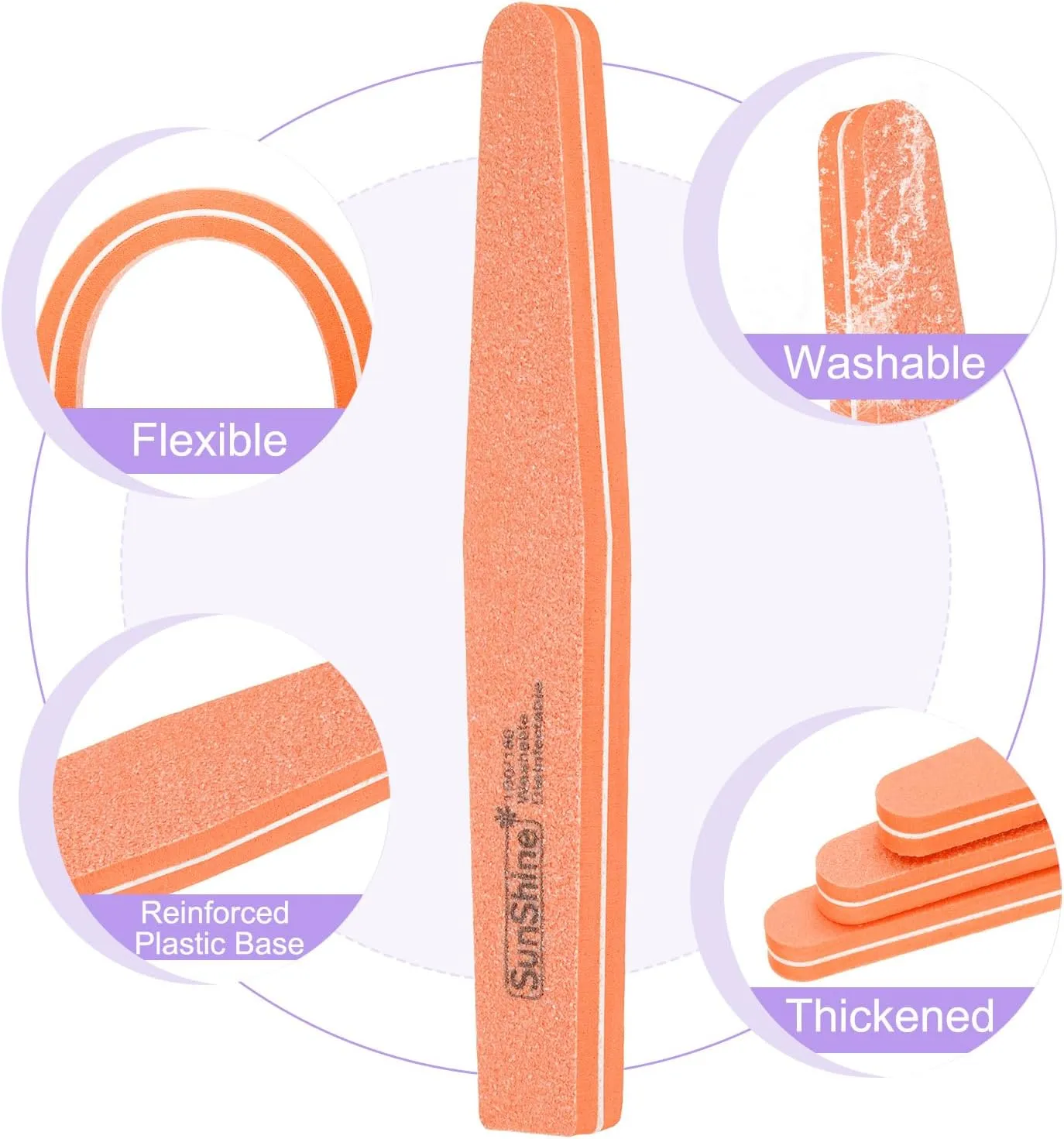 HARFINGTON 20pcs Nail Buffers, 100/180 Grit Nail Buffer Block, Double Sided Sponge Nail Buffing File Manicure Tool for Acrylic/Natural Nails, Orange