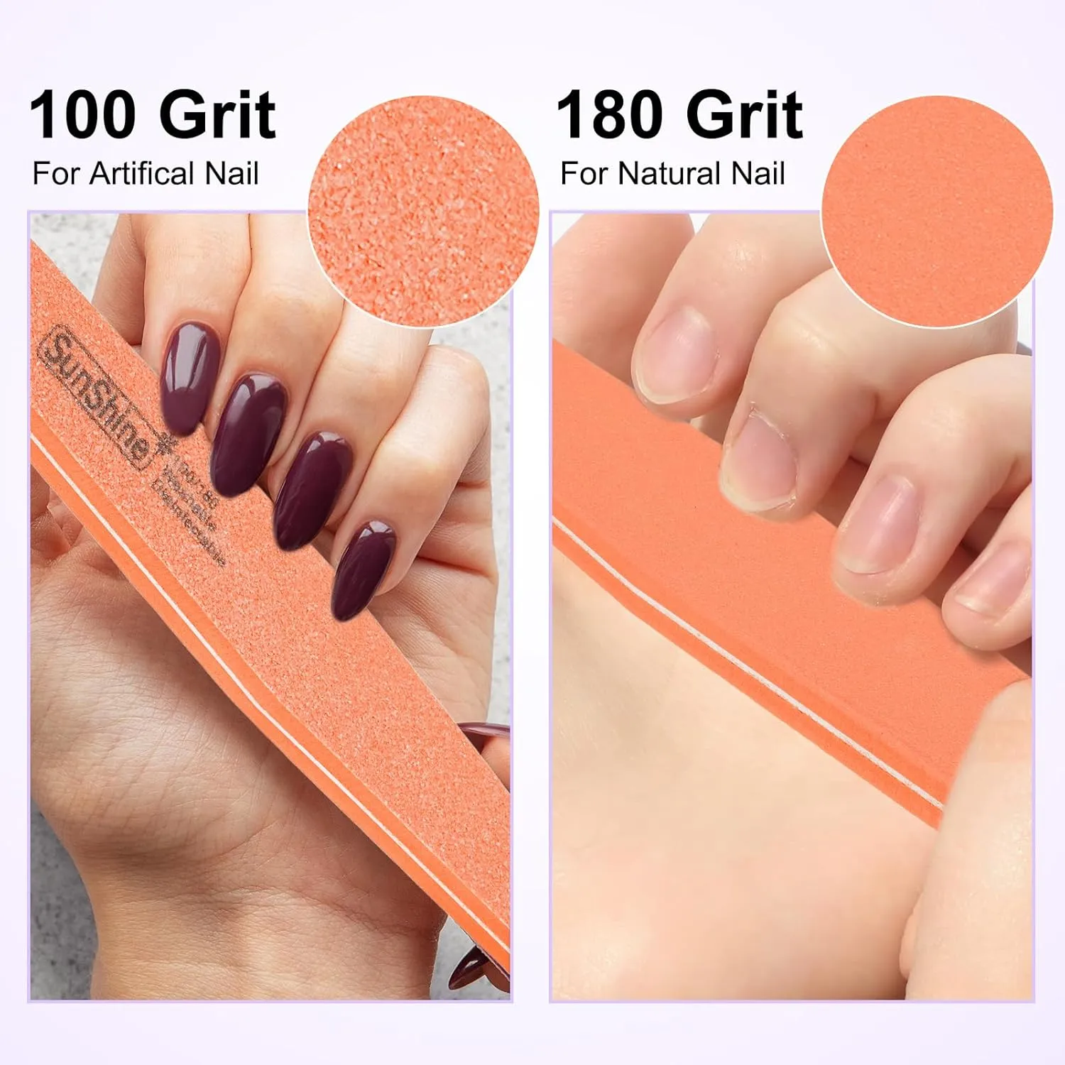 HARFINGTON 20pcs Nail Buffers, 100/180 Grit Nail Buffer Block, Double Sided Sponge Nail Buffing File Manicure Tool for Acrylic/Natural Nails, Orange