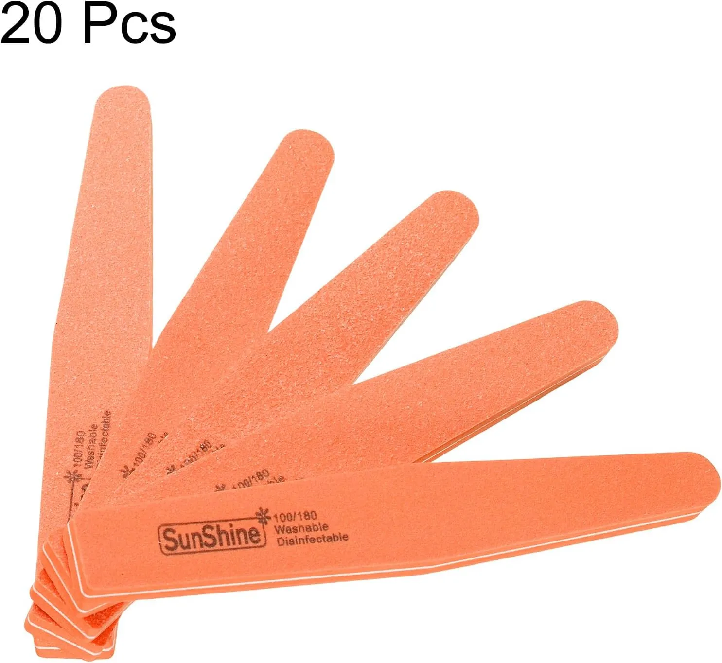 HARFINGTON 20pcs Nail Buffers, 100/180 Grit Nail Buffer Block, Double Sided Sponge Nail Buffing File Manicure Tool for Acrylic/Natural Nails, Orange
