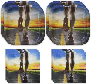 Havercamp Cross Country Party Decorations: Running Themed Plates and Napkins Set for 24 Guests, Perfect for Sports Banquet, Races, Track Events