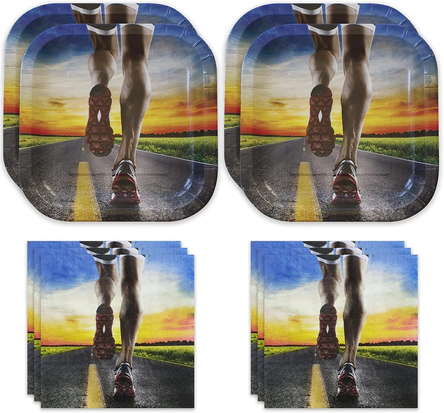 Havercamp Cross Country Party Decorations: Running Themed Plates and Napkins Set for 24 Guests, Perfect for Sports Banquet, Races, Track Events