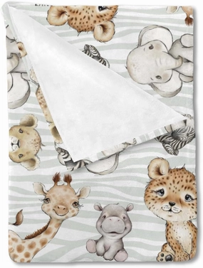 HawSkgFub Kids Safari Baby Animals Blanket Boy Girl Gift, Nursery Jungle Elephant Giraffe Zebra Lion Leopard Hippo Lightweight Fluffy Flannel Fleece Blankets, Soft Warm Toddler Nap Bedding Decor 60x80