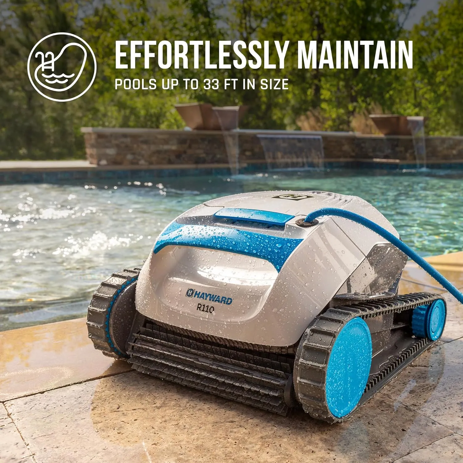 Hayward The Pool Cleaner R110 Robotic Cleaner (2024 New) - Top Loading Easy Clean Basket, Smart Navigation, Programmable Timer, Fine/Ultra Fine Filters for In-Ground and Above Ground Pools up to 33ft