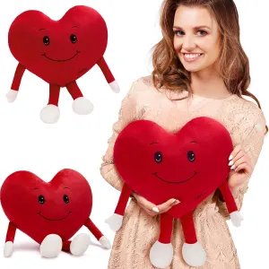 Heart Shape Valentines Plush, 10" Heart Shape Stuffed Animal with Cute Expression and Limbs, Soft Red Heart Stuffed Toys for Girlfriend Wife Mother Girls,Wedding Decorations