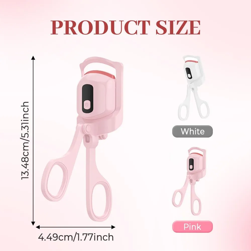 Heated Eyelash Curler, Electric Eyelash Curler,Quick Rechargeable Natural Curling Eye Lashes,with LCD Display 3 Heating Modes for Long Lasting (white-2pcs)