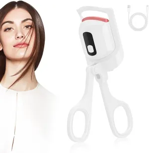 Heated Eyelash Curler, Electric Eyelash Curler,Quick Rechargeable Natural Curling Eye Lashes,with LCD Display 3 Heating Modes for Long Lasting (white-2pcs)