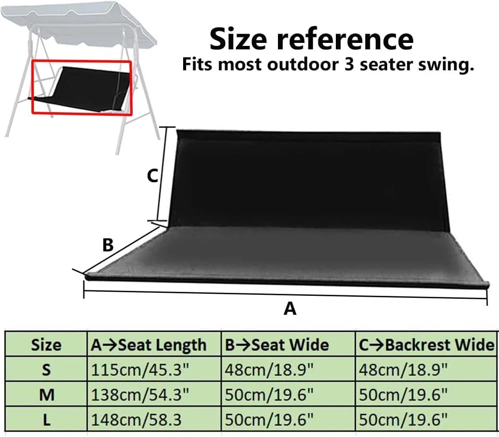 Heavy Duty Swing Seat Cover, 600D Oxford Waterproof Bench Cover for Outdoor Porch Garden Yard 2/3 Seat Patio Swing Chair (54.3"x19.6"x19.6", Black)