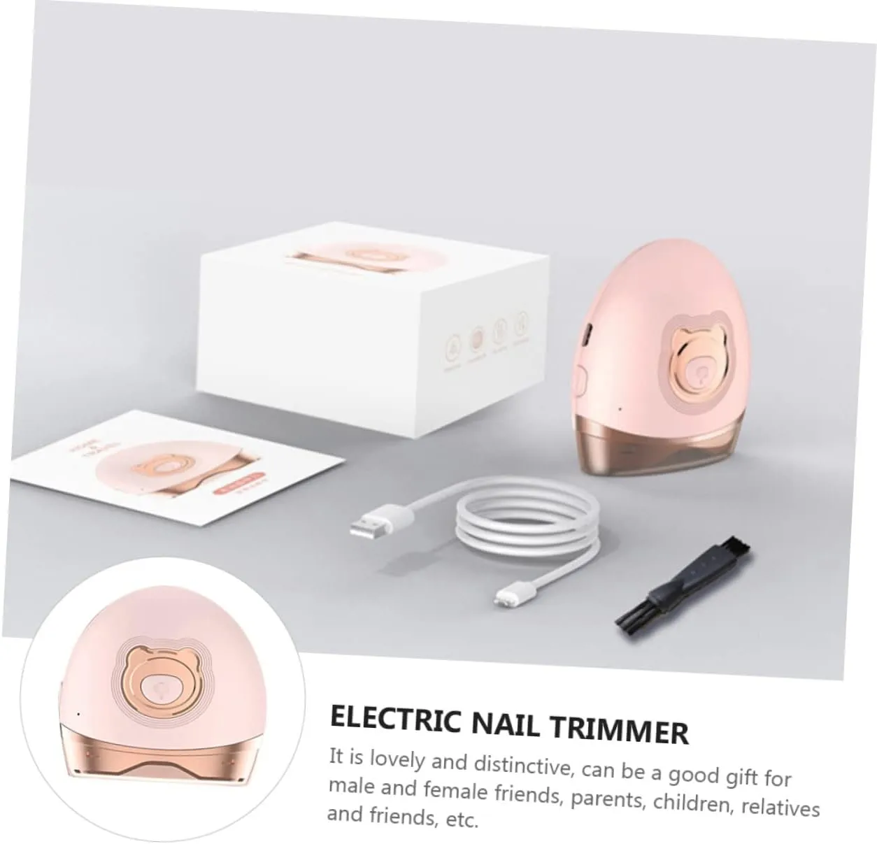 Hemoton Baby Electric Nail Trimmer Bear Shape Adorable Mini Nail Clipper Portable for Boys and Girls Adults