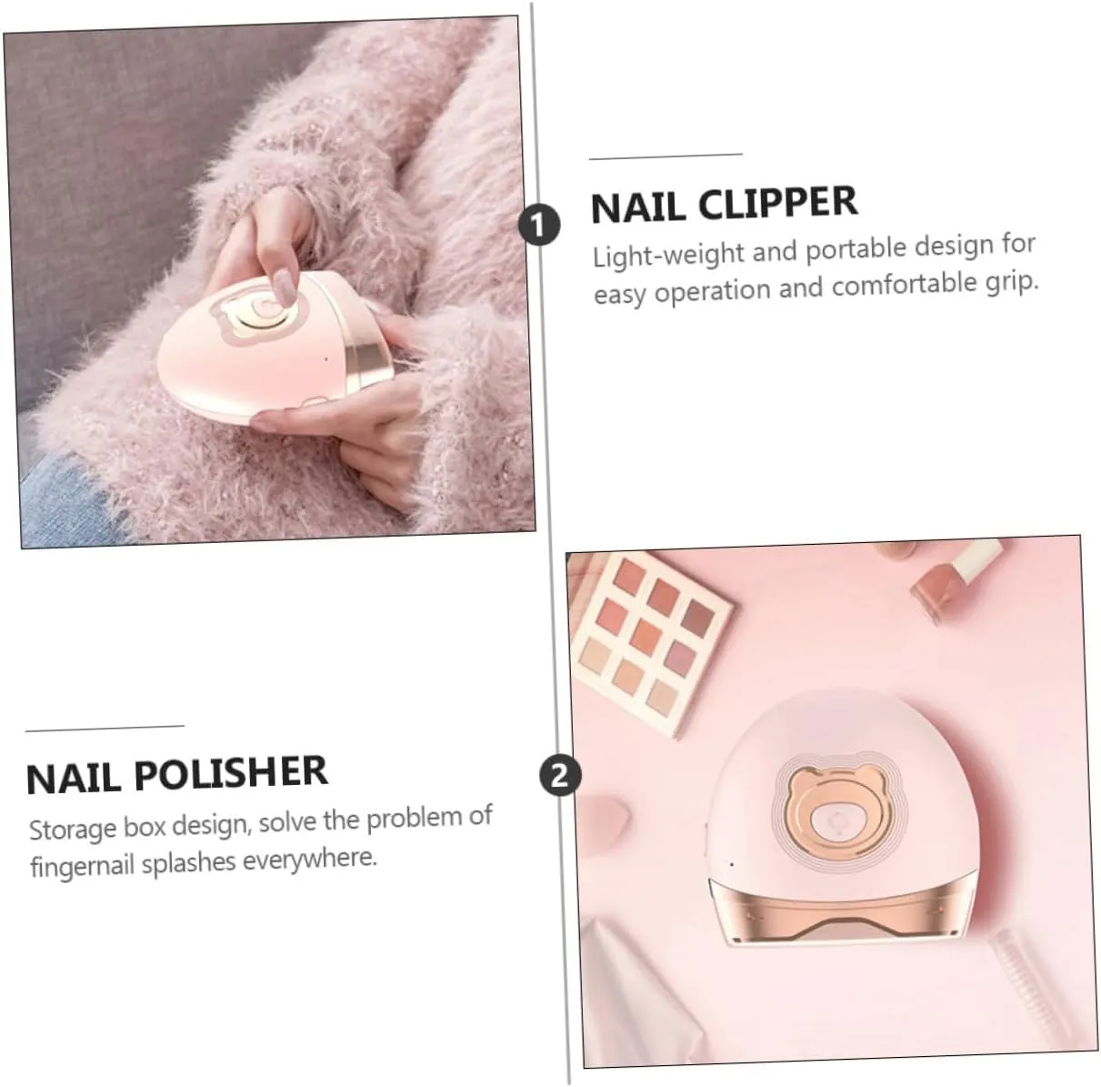 Hemoton Baby Electric Nail Trimmer Bear Shape Adorable Mini Nail Clipper Portable for Boys and Girls Adults