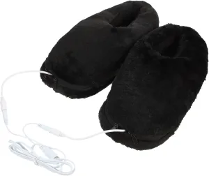 Hemoton Heated Sliers Electric 5v Foot Warmer Shoes Men's Heating Slippers Indoor Warm Footwear Black Color