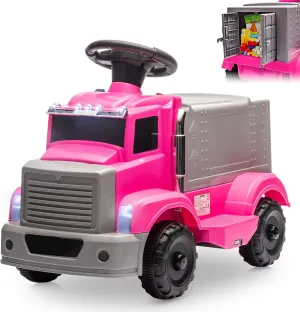 Hetoy 6V Ride on Car for Toddlers, Interactive Electric Car for Kids w/Large Storage Area, Music, 2 Headlights, 5 LED Lights, Kids Car to Drive Includes 6V Rechargeable Battery & Charger, Pink