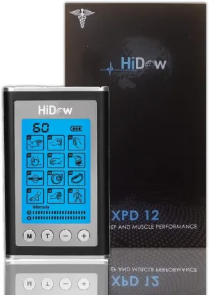 HiDow XPD Dual Channel TENS EMS Unit 12 Modes Muscle Stimulator Pain Relief Therapy Electronic Pulse Massager for Sore Muscles in Your Shoulders, Back Sciatica Pain, Ab's, Legs, Knee's and More
