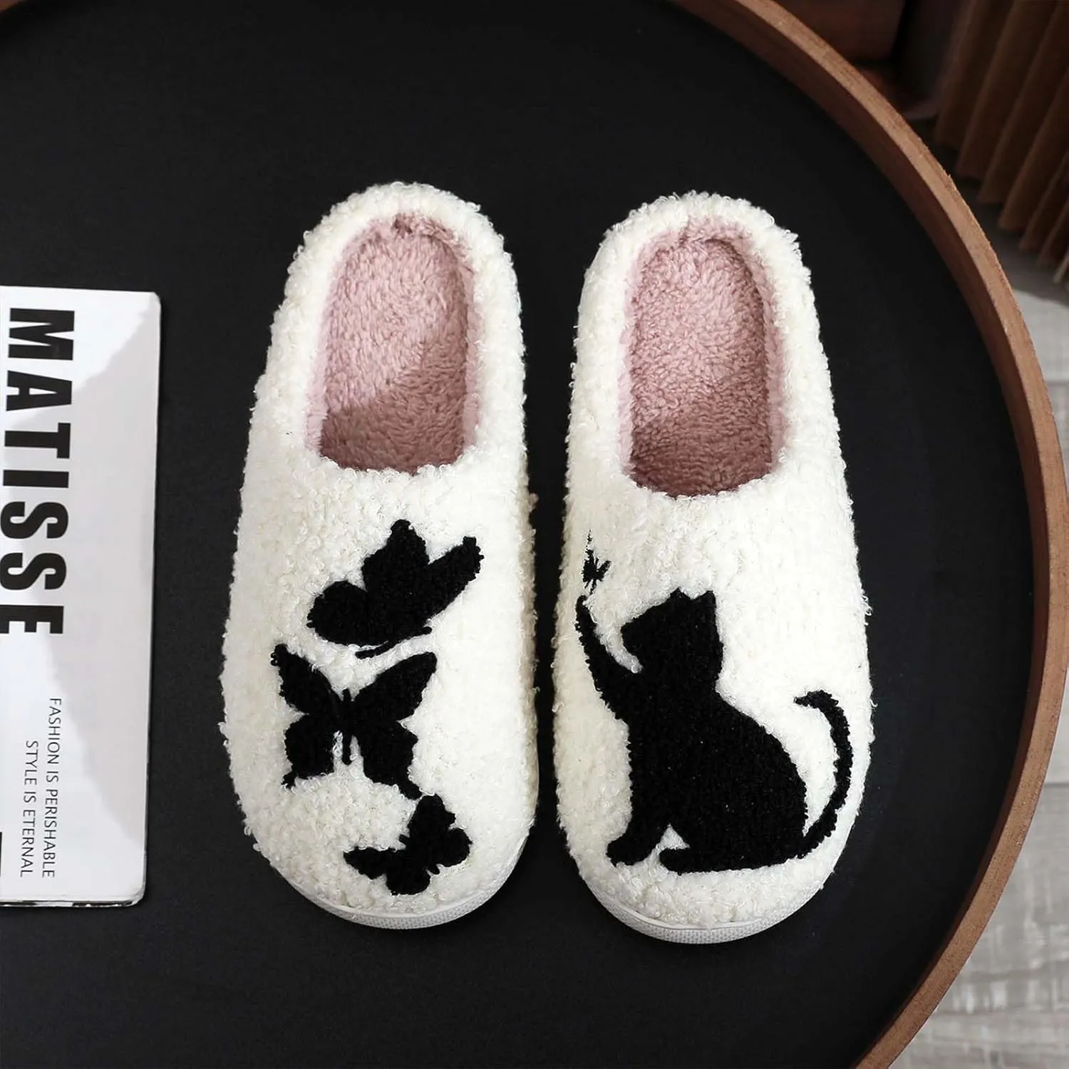 Highland Cow Slippers for Women Plush Scottish Highland Cow Animal Slippers Warm Non Slip Home Indoor Slippers