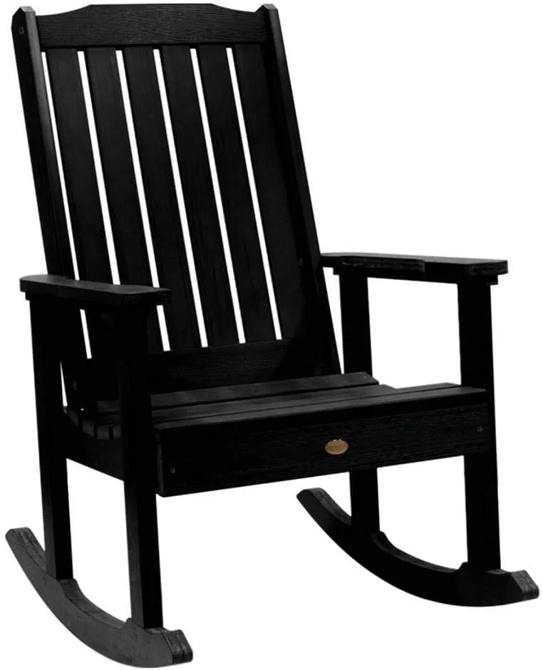 Highwood AD-KITRKCH1-BKE Lehigh 2 Rocking Chairs with Adirondack Side Table, Black