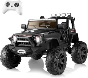 Hikole 2 Seater Ride on Car with Remote Control, 24 Volt Ride on Toys for Boys Girls 4-8, Two Seater Electric Car with 400W Powerful Motor, 4xSpring Suspension，LED Lights, Music, Black