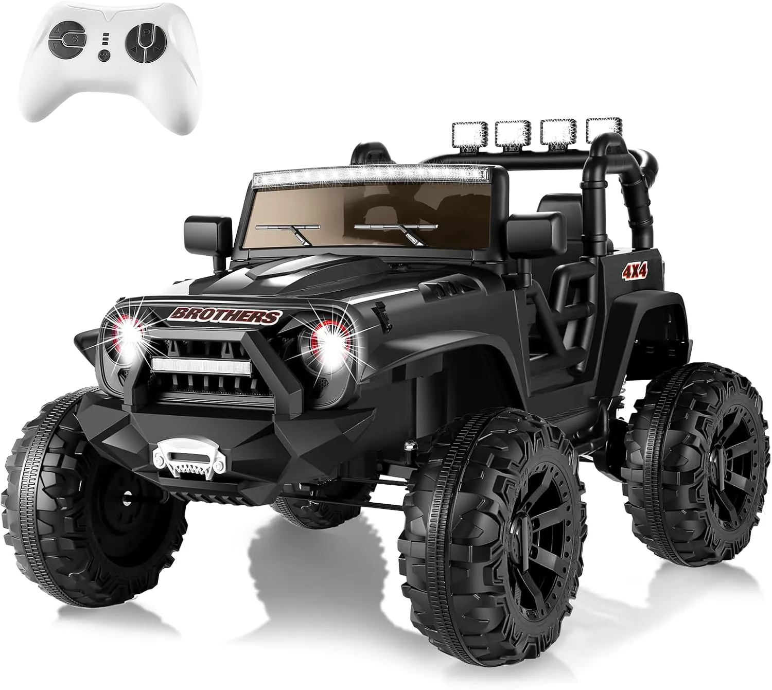 Hikole 2 Seater Ride on Car with Remote Control, 24 Volt Ride on Toys for Boys Girls 4-8, Two Seater Electric Car with 400W Powerful Motor, 4xSpring Suspension，LED Lights, Music, Black