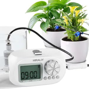 HIRALIY Automatic Plant Waterer Indoor, Automatic Indoor Watering System for Plants with Pressure Balanced Drippers, Drip Irrigation System with Programmable Water Timer, Dual Power Supply Mode