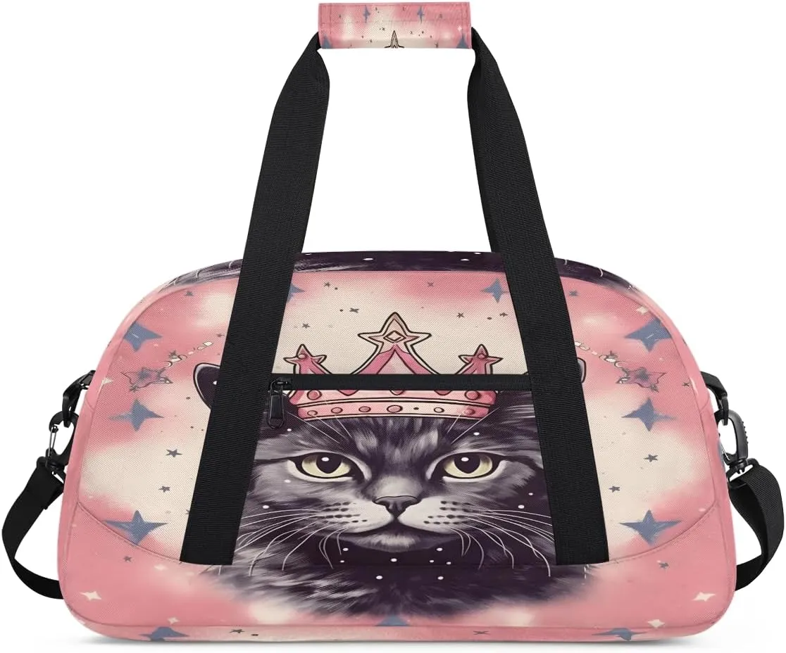 Holiday Cats Kids Overnighter Duffel Bags for Boys, Carry-On Size Sports Gym Bag with Front Zipper Pocket for School Practice or Overnight Travel Weekender Sleepover Tote Bag