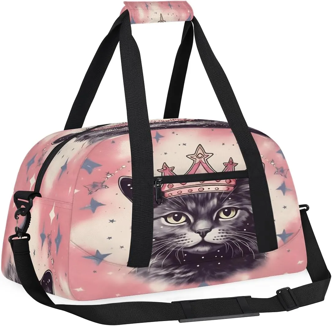 Holiday Cats Kids Overnighter Duffel Bags for Boys, Carry-On Size Sports Gym Bag with Front Zipper Pocket for School Practice or Overnight Travel Weekender Sleepover Tote Bag