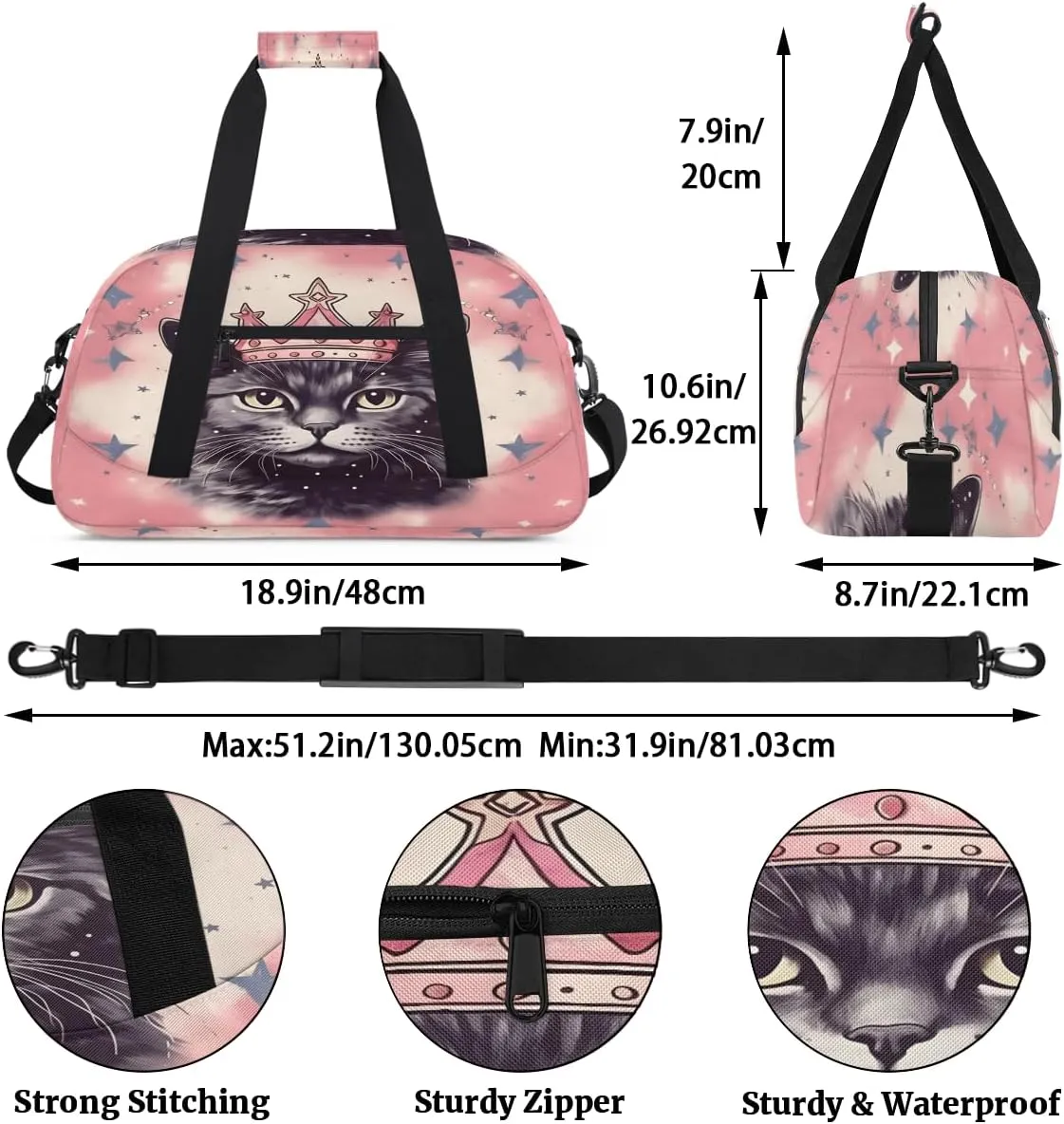 Holiday Cats Kids Overnighter Duffel Bags for Boys, Carry-On Size Sports Gym Bag with Front Zipper Pocket for School Practice or Overnight Travel Weekender Sleepover Tote Bag