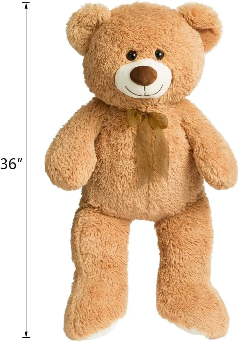 HollyHOME Big Teddy Bear Large Teddy Bear Stuffed Animal Birthday Valentines Day Plush for Kids and Girlfriend 36 inch Tan