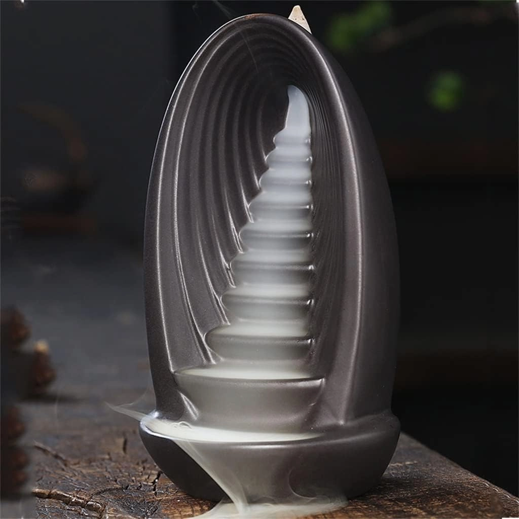 Home Decoration Incense Burner Waterfall Smoke Collector Ornament (D 9.8 * 8 * 17cm)