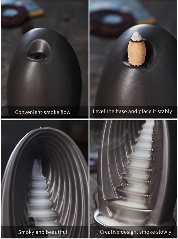 Home Decoration Incense Burner Waterfall Smoke Collector Ornament (D 9.8 * 8 * 17cm)