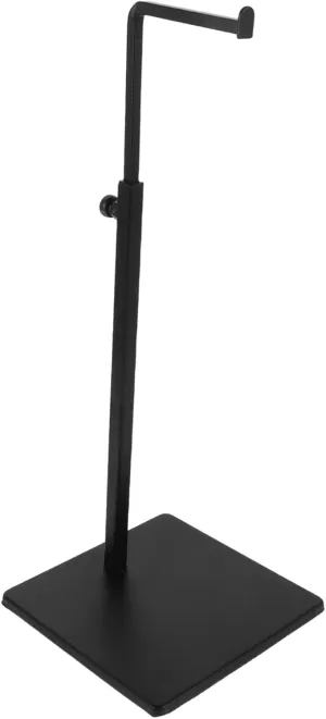 Homoyoyo Black Doll Showcase Stand Adjustable Support for Miniature Figures Durable Design for Home Exhibition for Collectibles and Photography Props