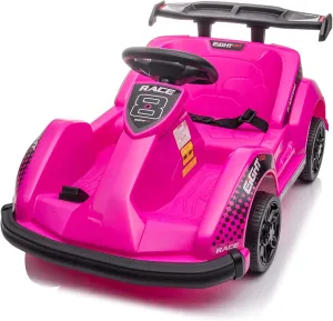 HONEY JOY Electric Go Kart, 6V Battery Powered Ride On Racing Car w/Remote Control, Safety Belt, Slow Start, Music, 4 Wheeler Electric Vehicle for Kids, Gift for Boys Girls (Pink)
