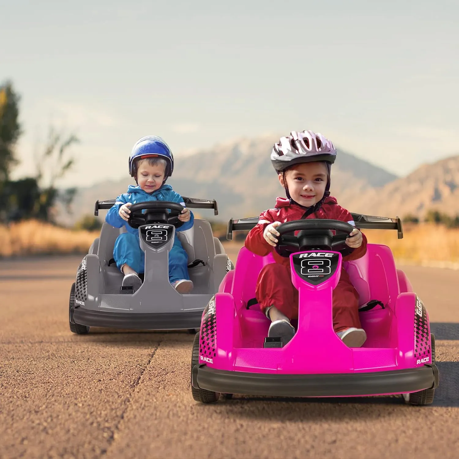 HONEY JOY Electric Go Kart, 6V Battery Powered Ride On Racing Car w/Remote Control, Safety Belt, Slow Start, Music, 4 Wheeler Electric Vehicle for Kids, Gift for Boys Girls (Pink)