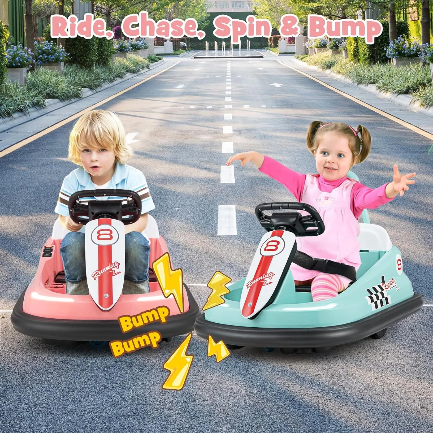 HONEY JOY Toddler Bumper Car, Battery Powered Baby Ride on Bumping Car, Steering Wheel, Light & Horn, Music, 360 Degree Spin, Electric Vehicle for Kids, 6V Ride on Toys, Gift for Boys Girls (Pink)