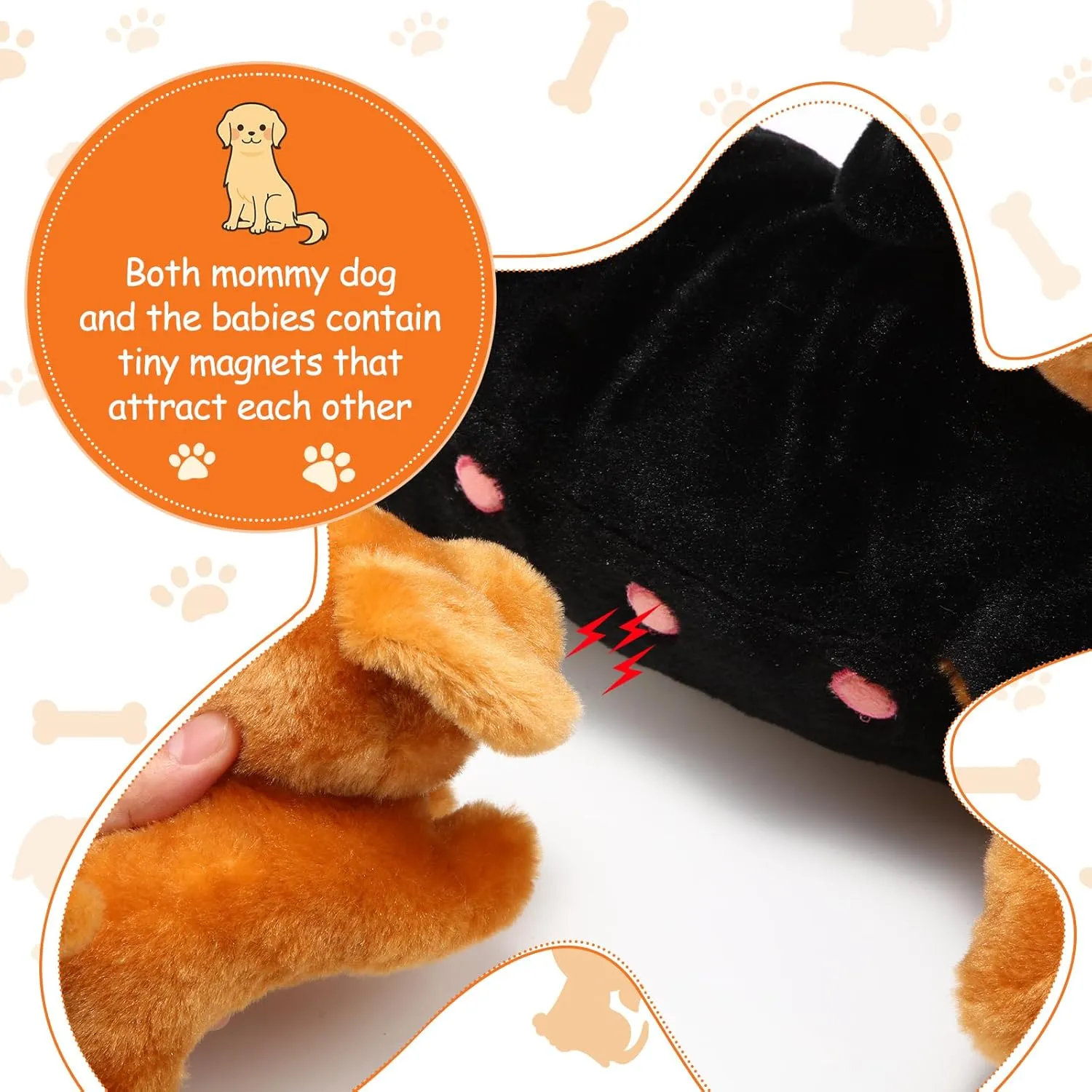Honoson Nurturing Dog Mommy Plush Set with 4 Baby Puppies Soft Cute Dog Themed Stuffed Plush Toys for Kids Girls Boys Easter Birthday Gifts(Dachshund)