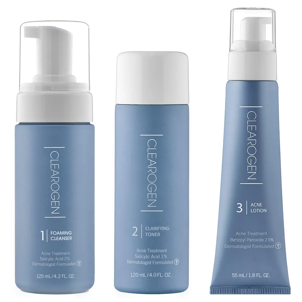 Hormonal Acne Solution Natural Anti-DHT Ingredients Deluxe Set Original Formula Benzoyl Peroxide 2 Month Supply 3 Piece Set