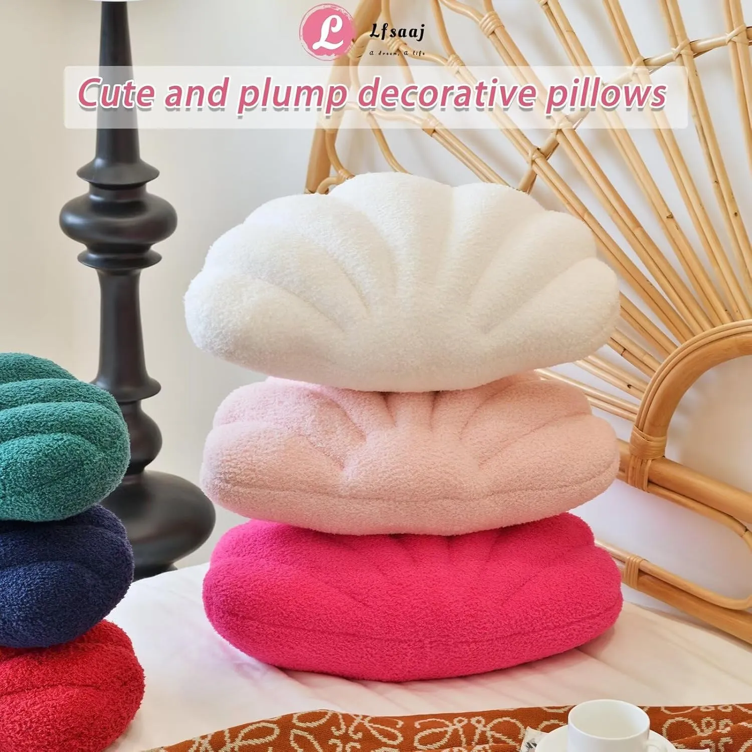 Hot Pink Seashell Throw Pillows, Shell Shaped Throw Pillows, 13 Inch Soft Home Decorative Pillow Plush Cushion for Bed Couch Living Sofa Room Decor Accent Throw Pillow