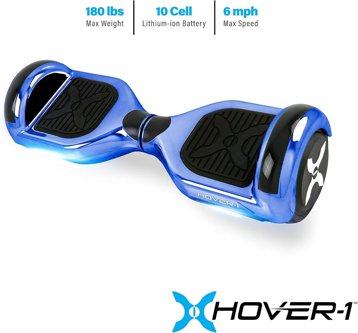 Hover-1 Matrix Electric Self-Balancing Hoverboard with 6.5” LED Tires, Color-Changing Fender Lights, Dual 150W Motors, 7 mph Max Speed, and 3 Miles Max Range