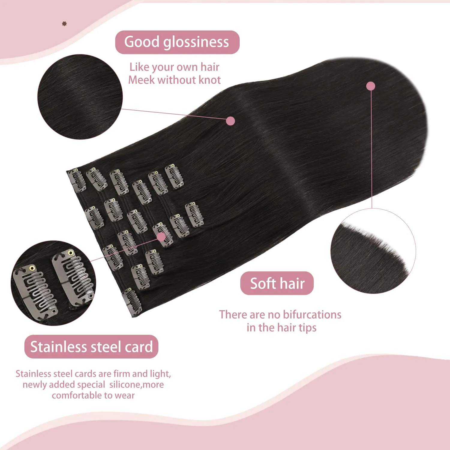 HUAYI Dark Brown Clip in Hair Extensions Real Human Hair 70G Remy Human Hair Clip in Extensions Soft Silky Straight for Women 7pcs 16clips 18 Inch Brown Hair Extensions