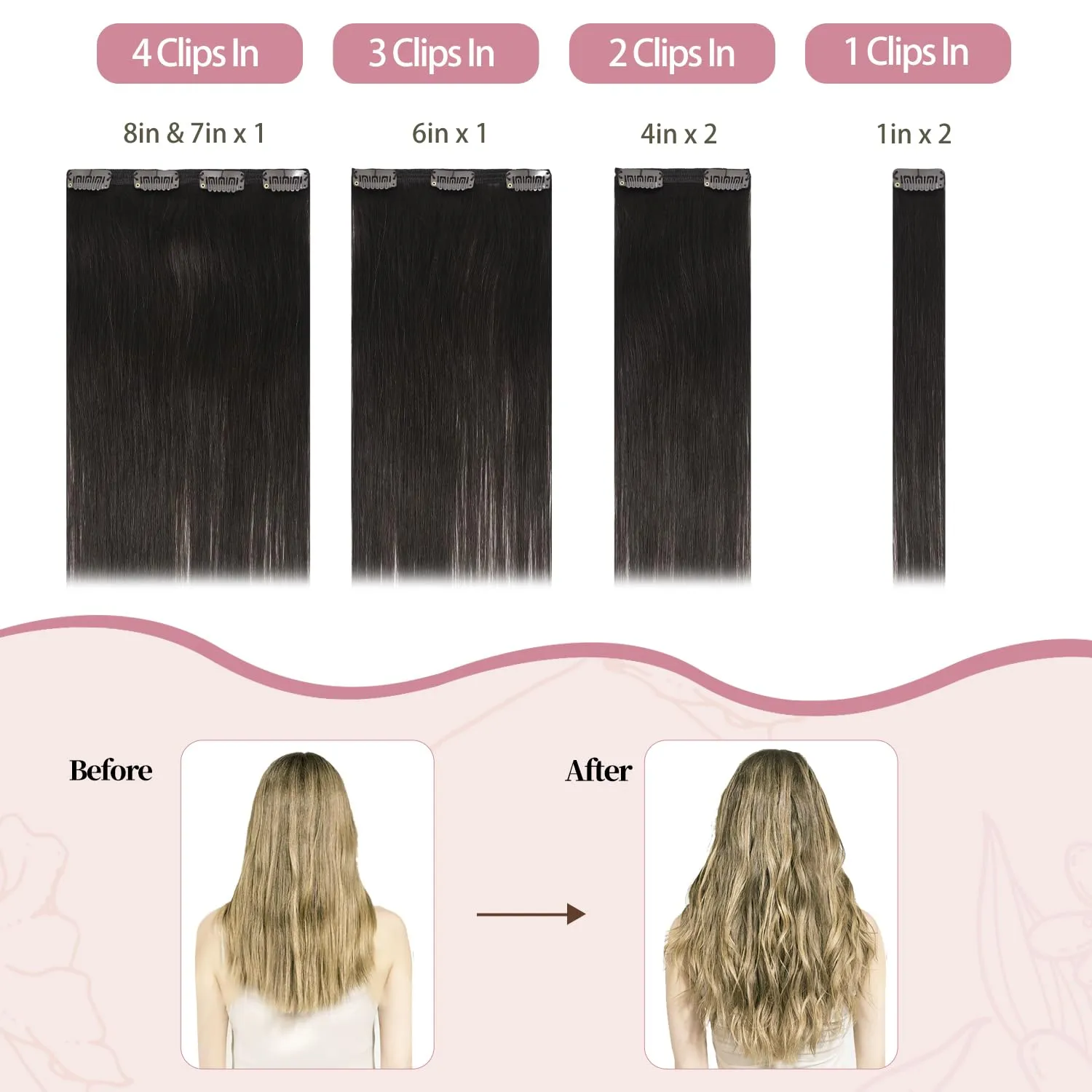 HUAYI Dark Brown Clip in Hair Extensions Real Human Hair 70G Remy Human Hair Clip in Extensions Soft Silky Straight for Women 7pcs 16clips 18 Inch Brown Hair Extensions