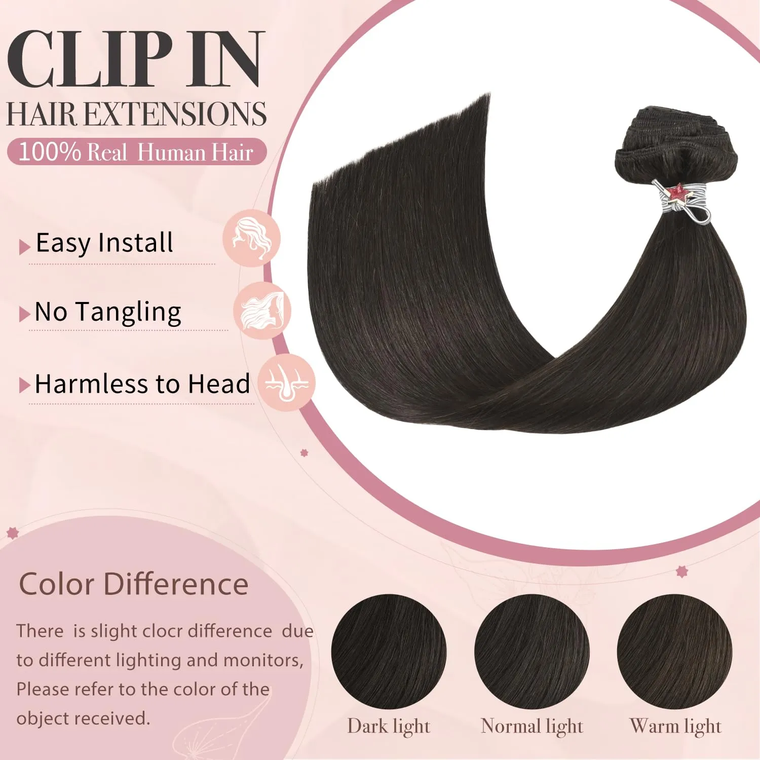HUAYI Dark Brown Clip in Hair Extensions Real Human Hair 70G Remy Human Hair Clip in Extensions Soft Silky Straight for Women 7pcs 16clips 18 Inch Brown Hair Extensions