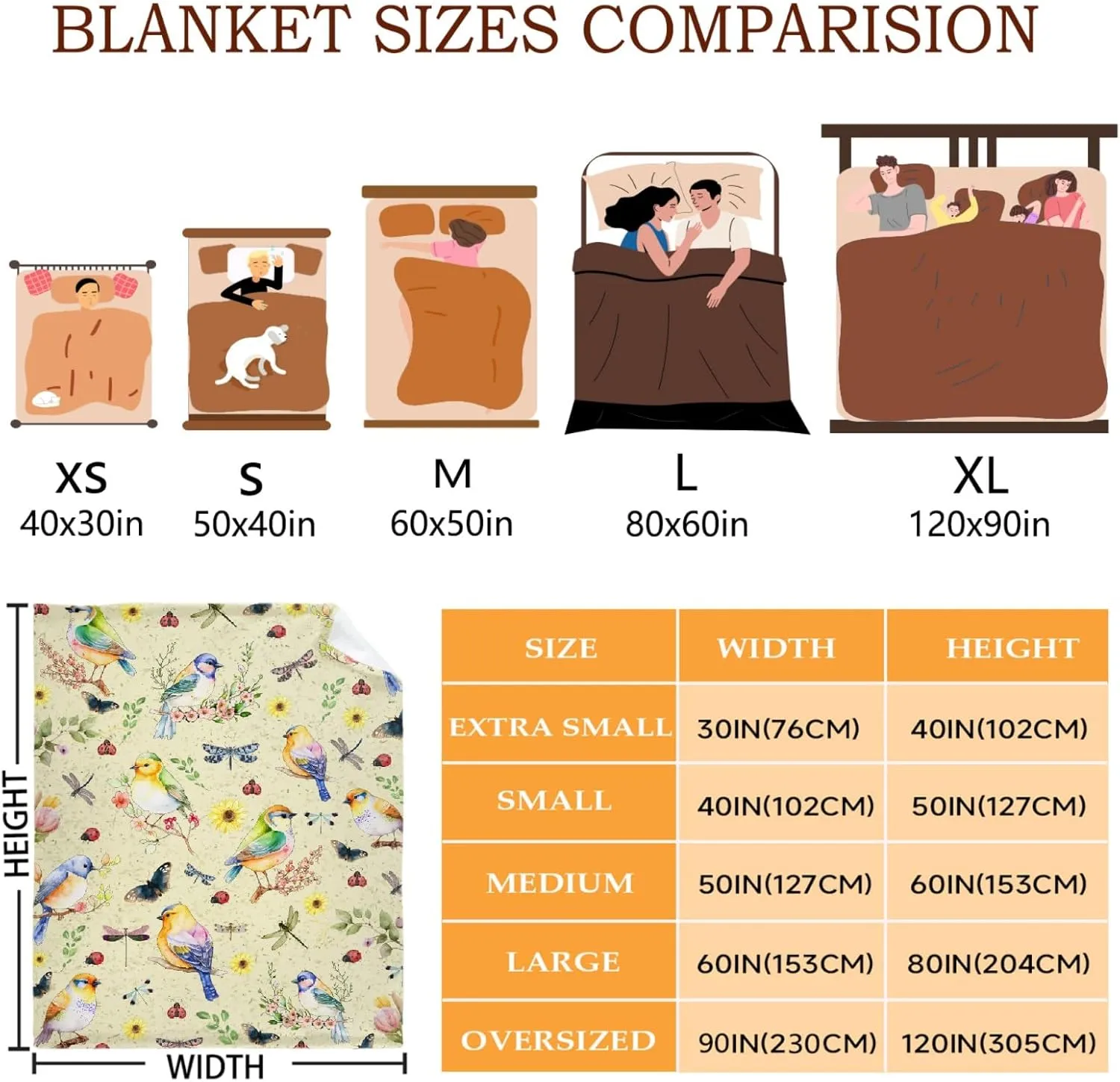 Hummingbird Blanket Super Soft Cozy Leaf Blankets Suitable for Couch Bed Butterfly Dragonfly Gifts for Women Bird Ladybug Decor Lightweight and Durable 60"x80"for Adults