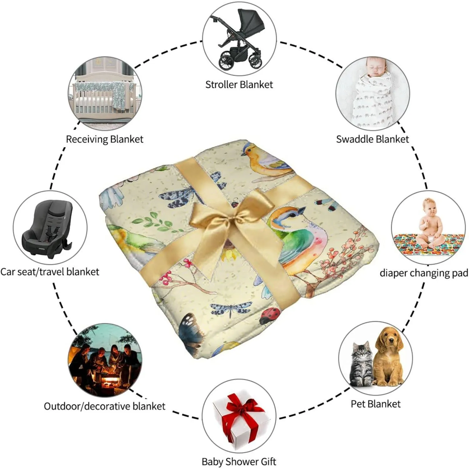 Hummingbird Blanket Super Soft Cozy Leaf Blankets Suitable for Couch Bed Butterfly Dragonfly Gifts for Women Bird Ladybug Decor Lightweight and Durable 60"x80"for Adults