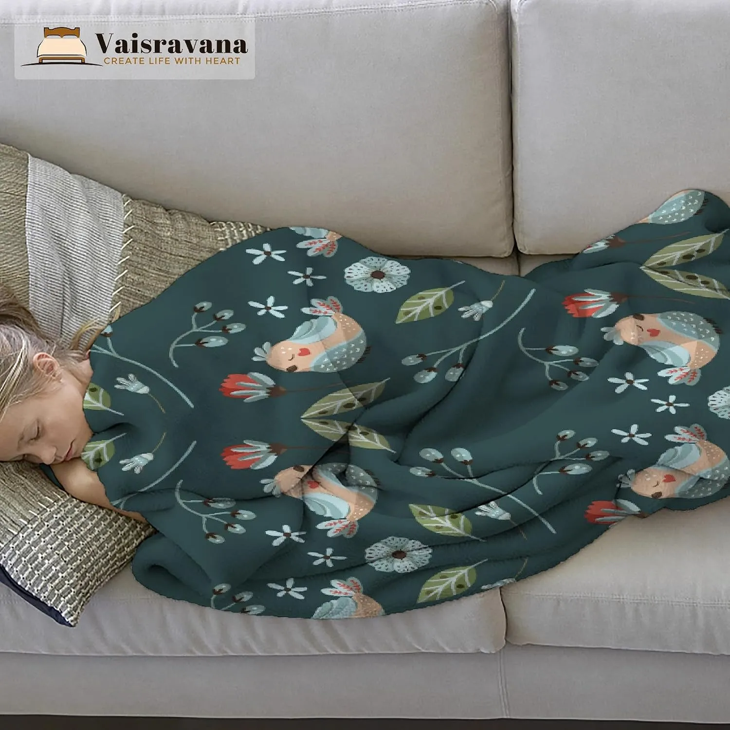 Hummingbird Flannel Throw Blanket Soft Cozy Bird Flower Blanket for Couch Bed Outdoor Hummingbird Gifts for Women Green Blanket Lightweight and Durable 60"x80"for Adults