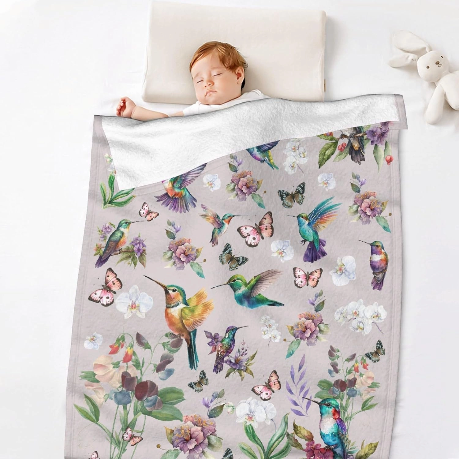 Hummingbird Throw Blanket Butterfly Hummingbirds Theme Blanket for Women Girls Hummingbird Gifts for Bird Lovers Bird Flower Blanket for Couch Bed Outdoor 60"x80"for Adults