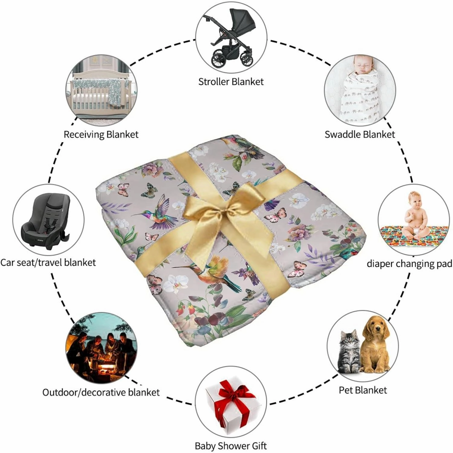 Hummingbird Throw Blanket Butterfly Hummingbirds Theme Blanket for Women Girls Hummingbird Gifts for Bird Lovers Bird Flower Blanket for Couch Bed Outdoor 60"x80"for Adults