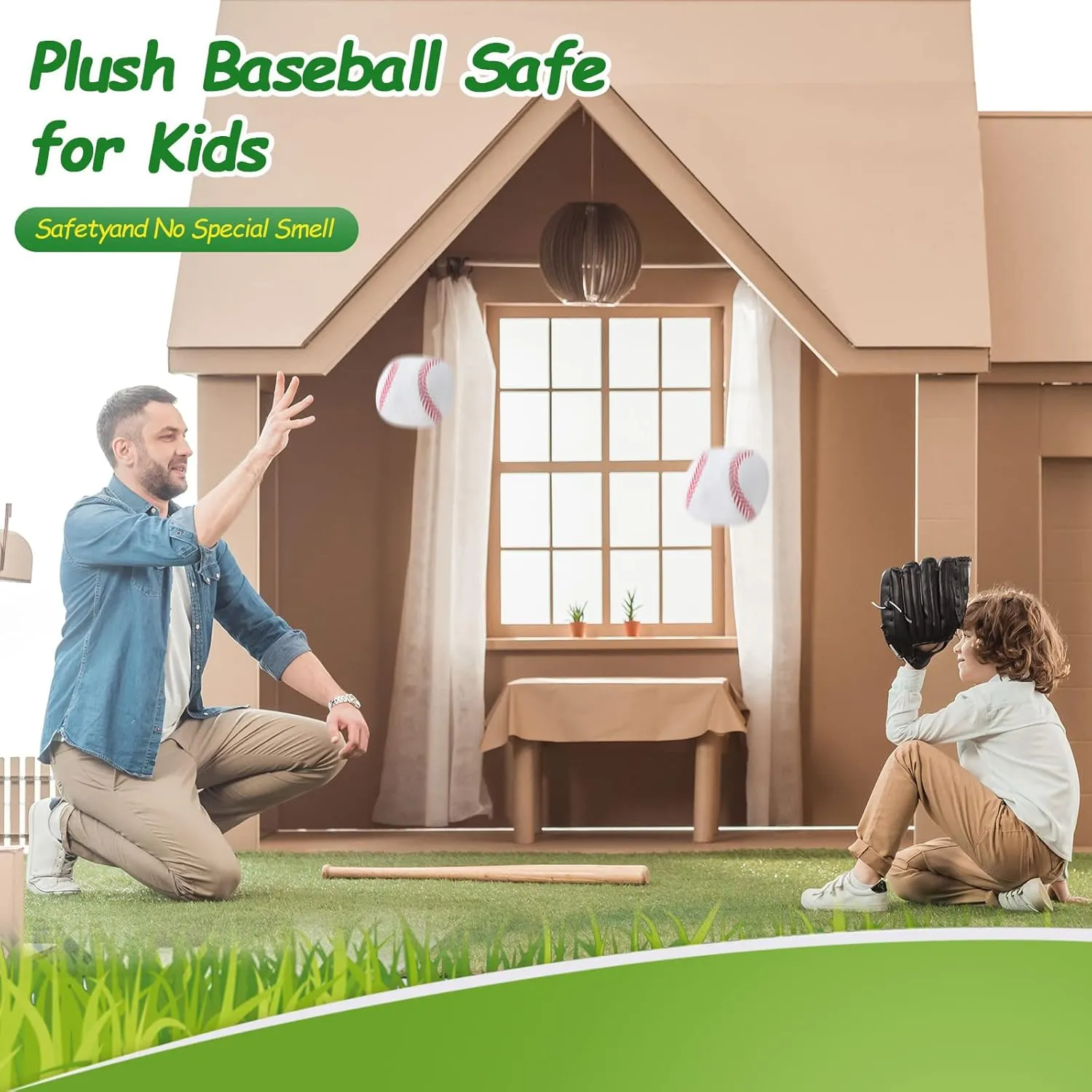 HyDren 2 Pcs Plush Baseball Pillows Fluffy Soft Stuffed Sports Throw Pillows Cute Baseball Shaped Cushions for Bedroom Nursery Room Decoration