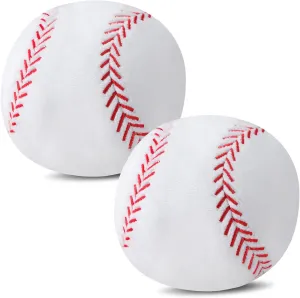 HyDren 2 Pcs Plush Baseball Pillows Fluffy Soft Stuffed Sports Throw Pillows Cute Baseball Shaped Cushions for Bedroom Nursery Room Decoration