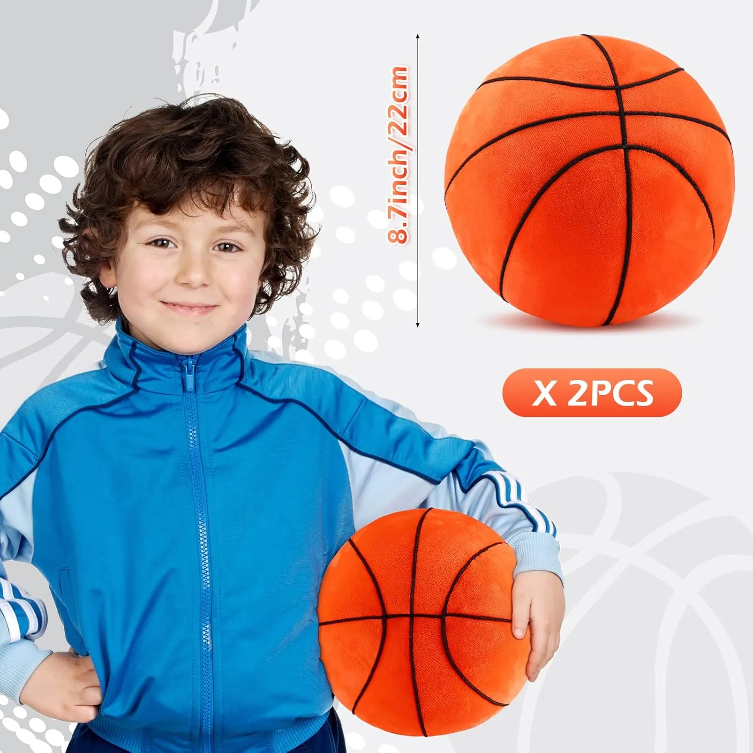 HyDren 2 Pcs Plush Basketball Pillows Fluffy Soft Stuffed Sports Throw Pillows Cute Basketball Shaped Cushions for Bedroom Nursery Room Decoration