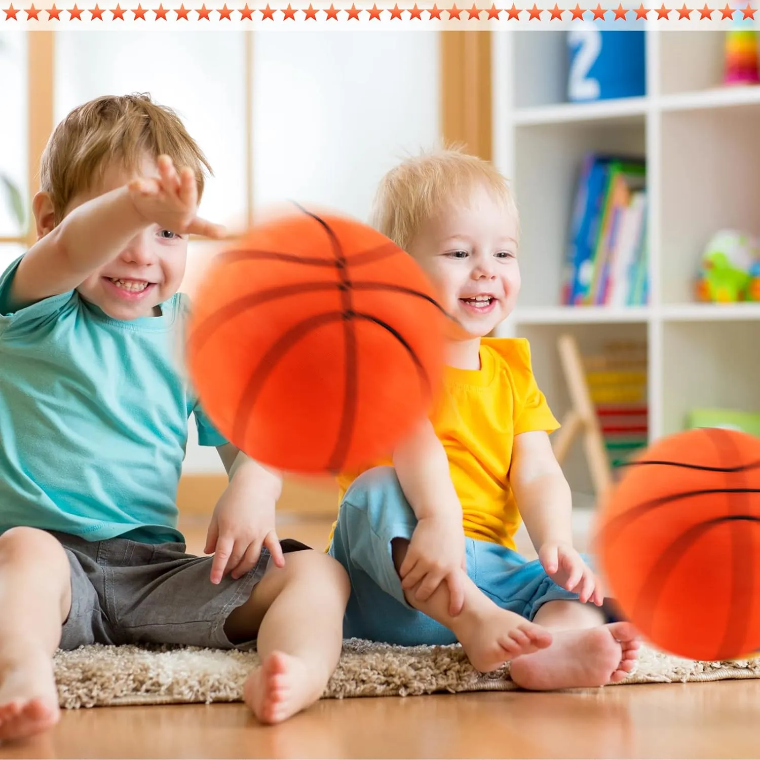 HyDren 2 Pcs Plush Basketball Pillows Fluffy Soft Stuffed Sports Throw Pillows Cute Basketball Shaped Cushions for Bedroom Nursery Room Decoration