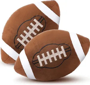 HyDren 2 Pcs Plush Football Pillows Fluffy Soft Stuffed Sports Throw Pillows Cute Football Shaped Cushions for Bedroom Nursery Room Decoration