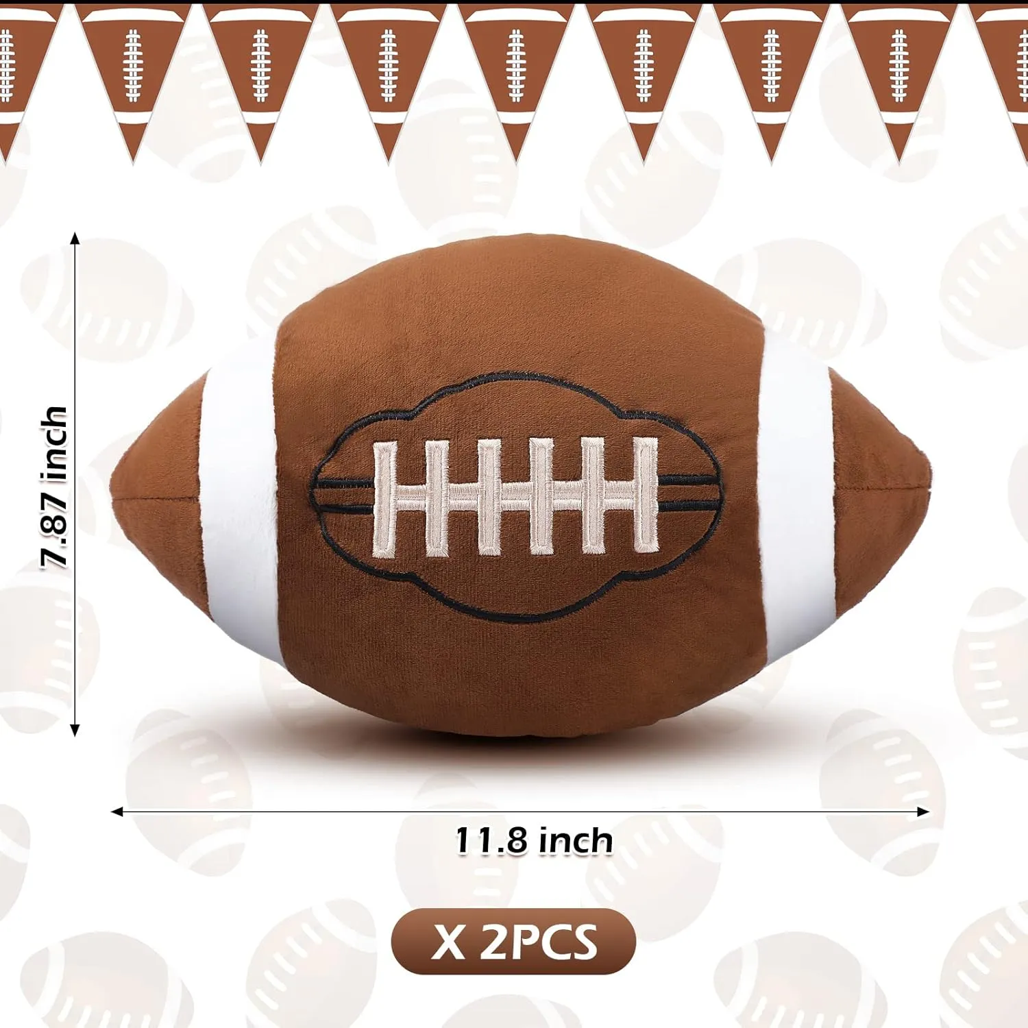 HyDren 2 Pcs Plush Football Pillows Fluffy Soft Stuffed Sports Throw Pillows Cute Football Shaped Cushions for Bedroom Nursery Room Decoration