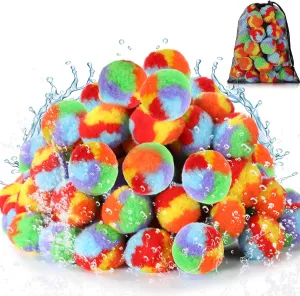 HyDren 50 Pcs Reusable Water Balls 2. 36 Inch Reusable Colorful Water Absorbing Balloons for Kids Boys Girls Outdoor Toys Games, Summer Pool Toys Play Balls Splash for Backyard Lawn Beach Fun Games